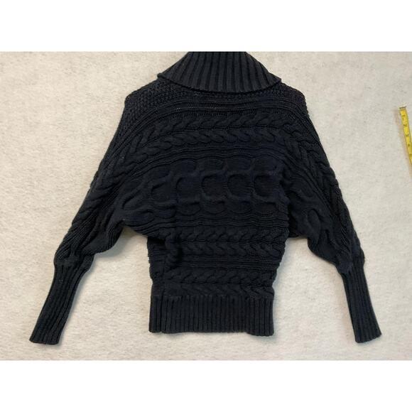 MODA International Sweater Womens Small Charcoal Turtleneck Cable Knit Dolman - Picture 6 of 10